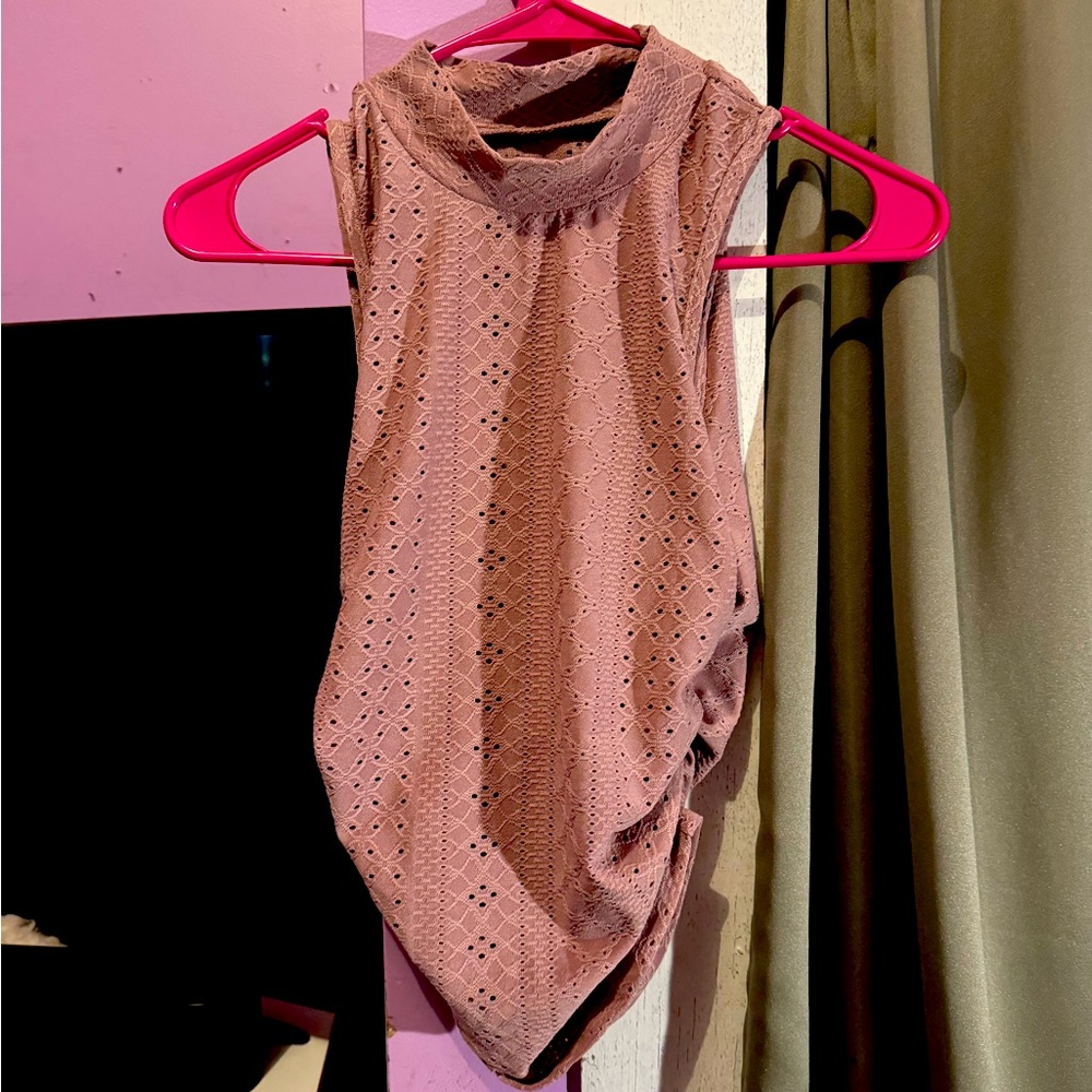 Curve Taupe Cinched Eyelet Tank Top
